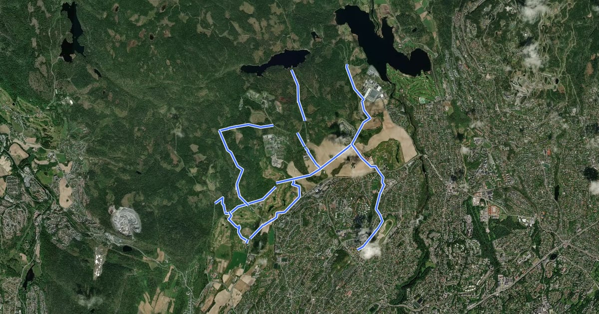 Маршрут Ridetraséer i Fossum-Haga området на спутниковом снимке