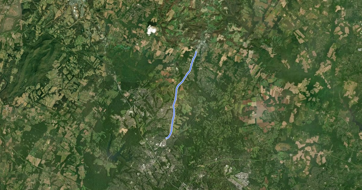 Маршрут Ridge Road на спутниковом снимке