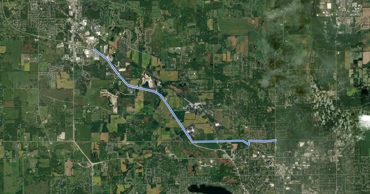 Маршрут Ridgefield Trace на спутниковом снимке