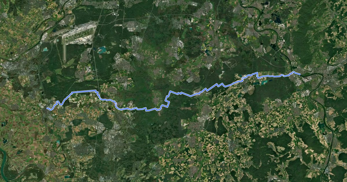 Маршрут Ried-Main-Weg (OWK HW 6) на спутниковом снимке