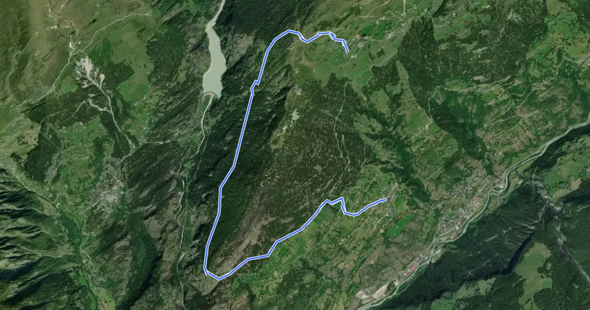 Маршрут Riederfurka Knebelbrückenweg на спутниковом снимке