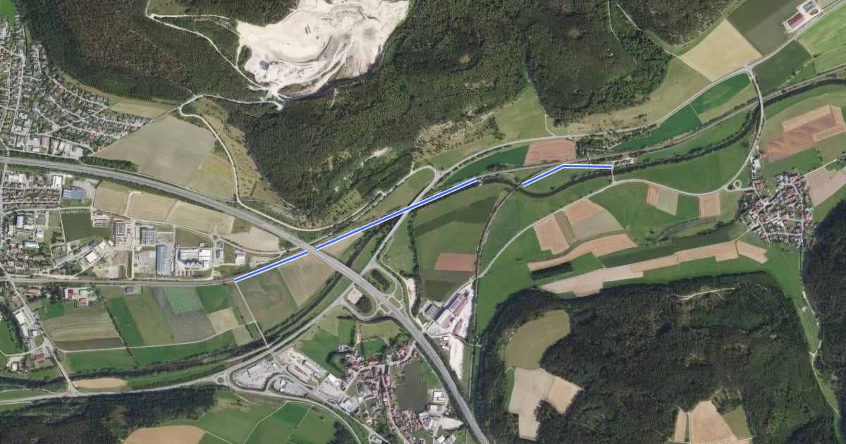Маршрут Riedweg - Donaubrücke Hintschingen на спутниковом снимке
