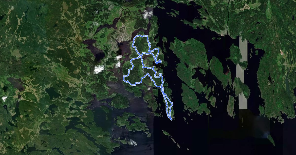 Маршрут Riekkalansaari Trail 55km на спутниковом снимке
