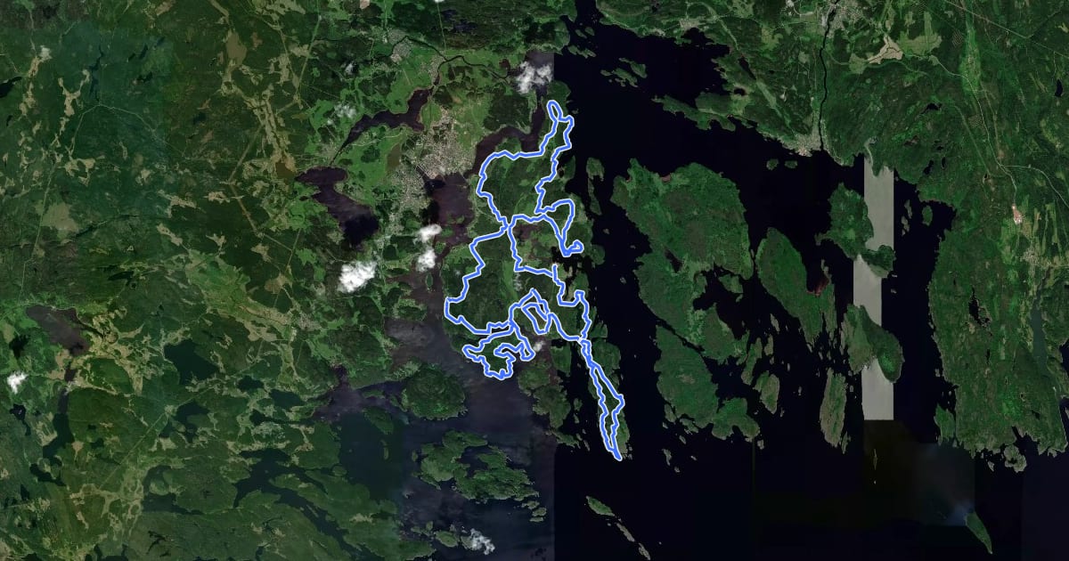 Маршрут Riekkalansaari Trail 80km на спутниковом снимке