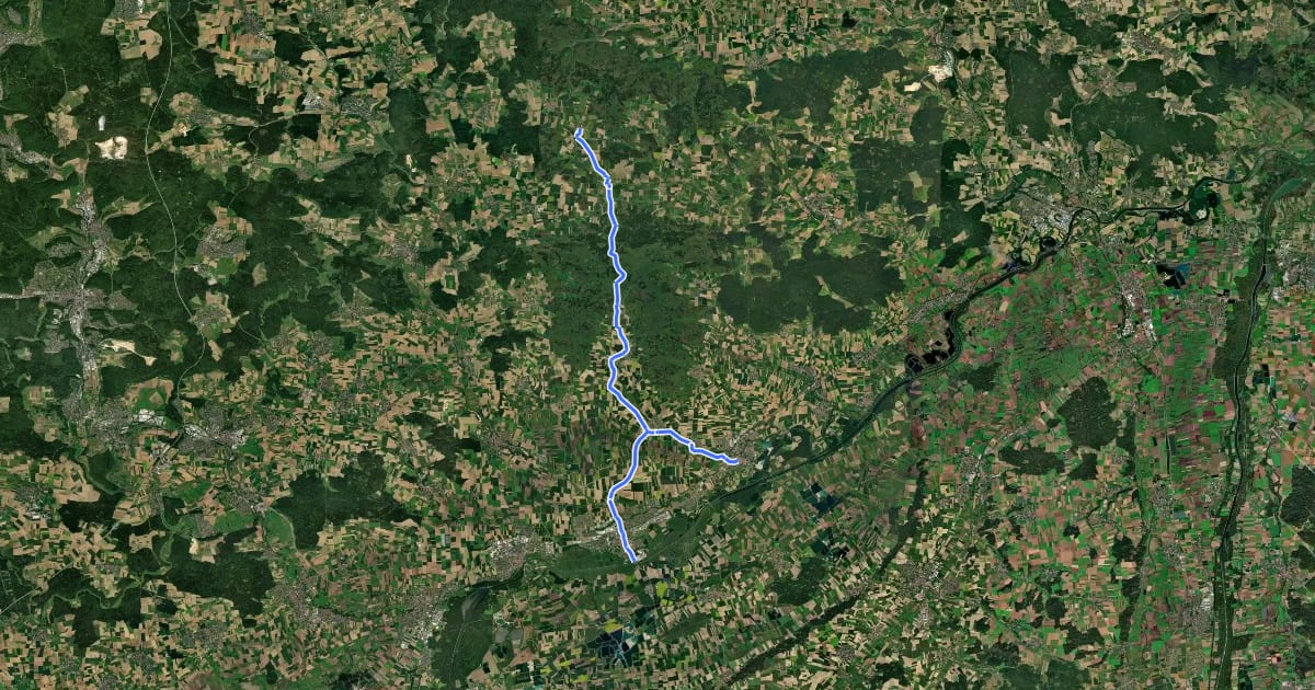 Маршрут Ries-Donau на спутниковом снимке