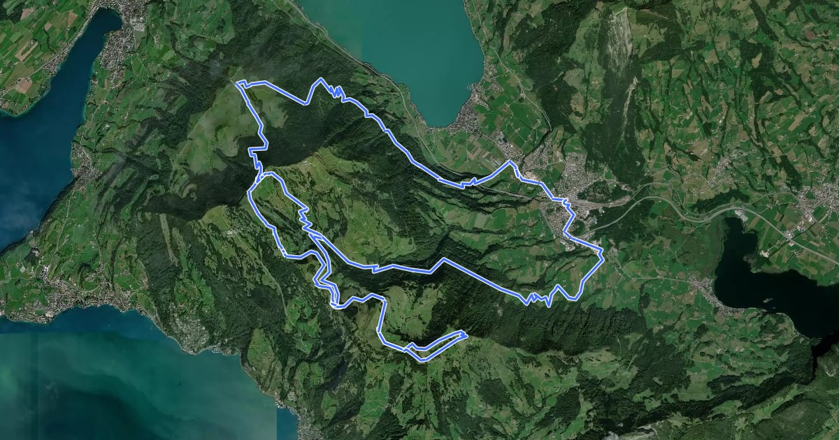 Маршрут Rigi Bike Tour на спутниковом снимке