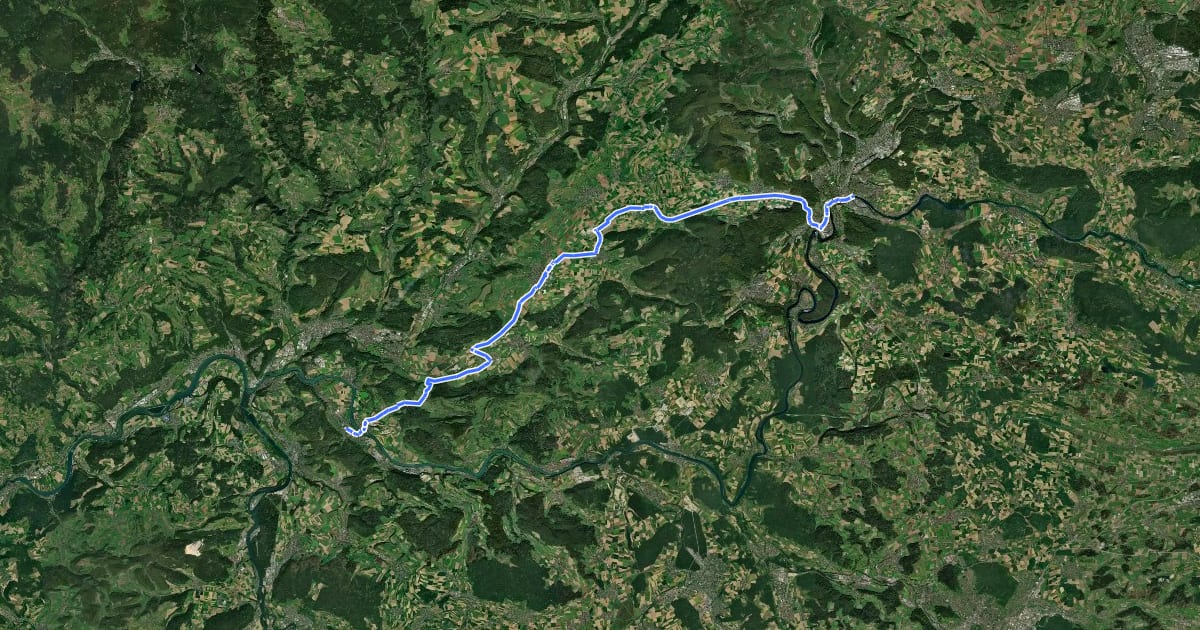 Маршрут Rigi-Reuss-Klettgau на спутниковом снимке