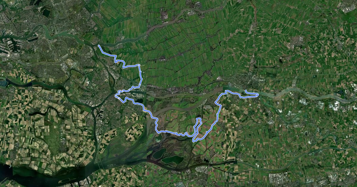 Маршрут Rijnfietsroute - 05 - Gorinchem - Kinderdijk на спутниковом снимке