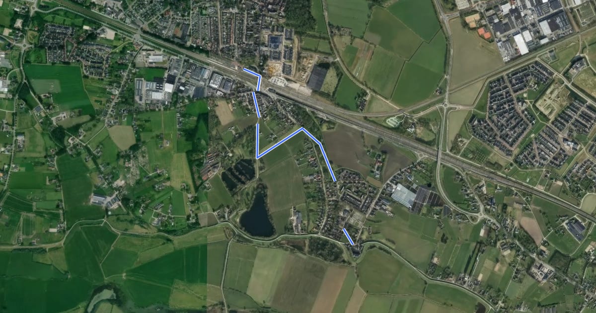 Маршрут Rijnstrangenpad Aanlooproute на спутниковом снимке