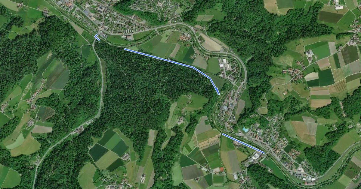 Маршрут Rikon Brücke – Kollbrunn на спутниковом снимке
