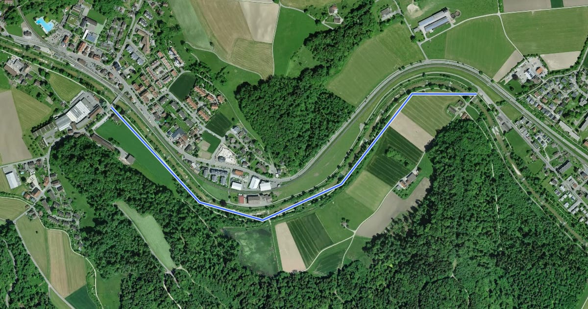 Маршрут Rikon Brücke – Rämismühle на спутниковом снимке