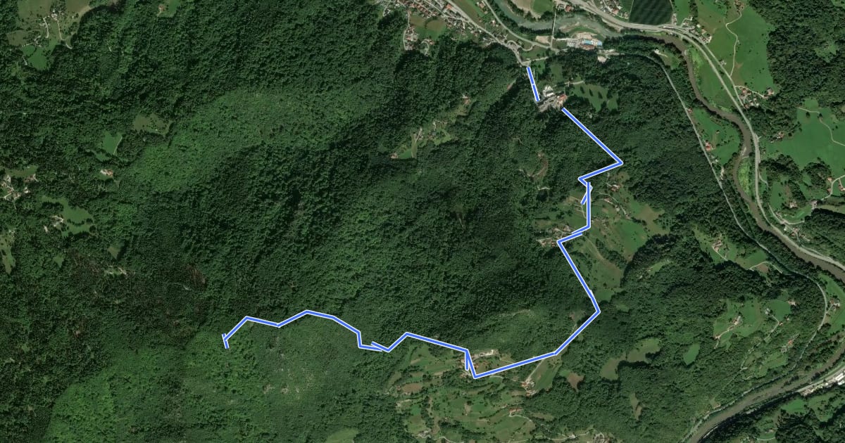 Маршрут Rim. Toplice - Senožete - Kopitnik на спутниковом снимке