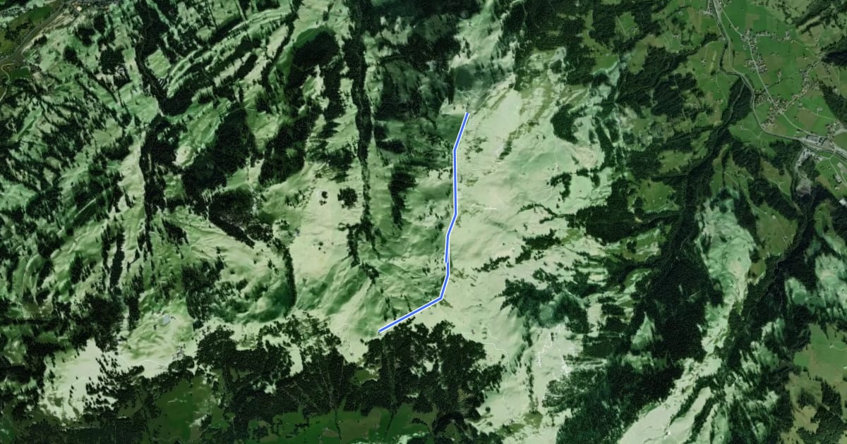 Маршрут Rinderberg - Parwengen на спутниковом снимке