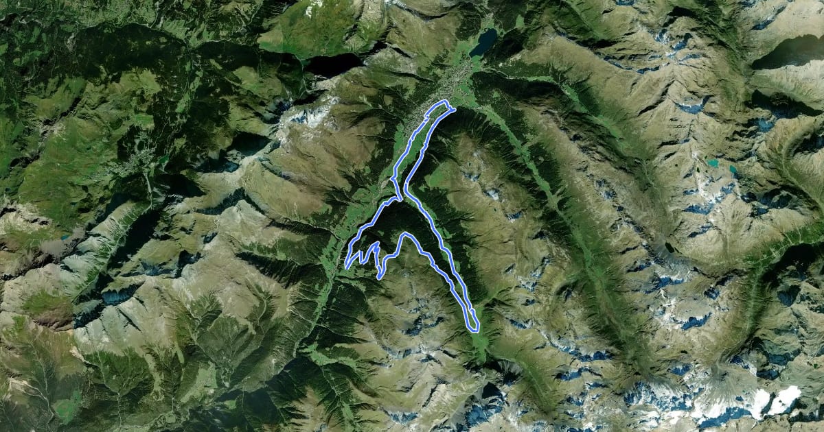 Маршрут Rinerhorn / Sertig на спутниковом снимке
