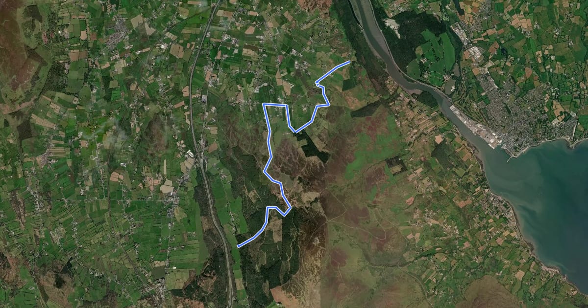 Маршрут Ring of Gullion Way - Section 2 на спутниковом снимке