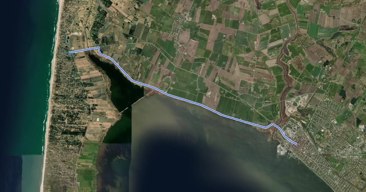 Маршрут Ringkøbing til Søndervig на спутниковом снимке