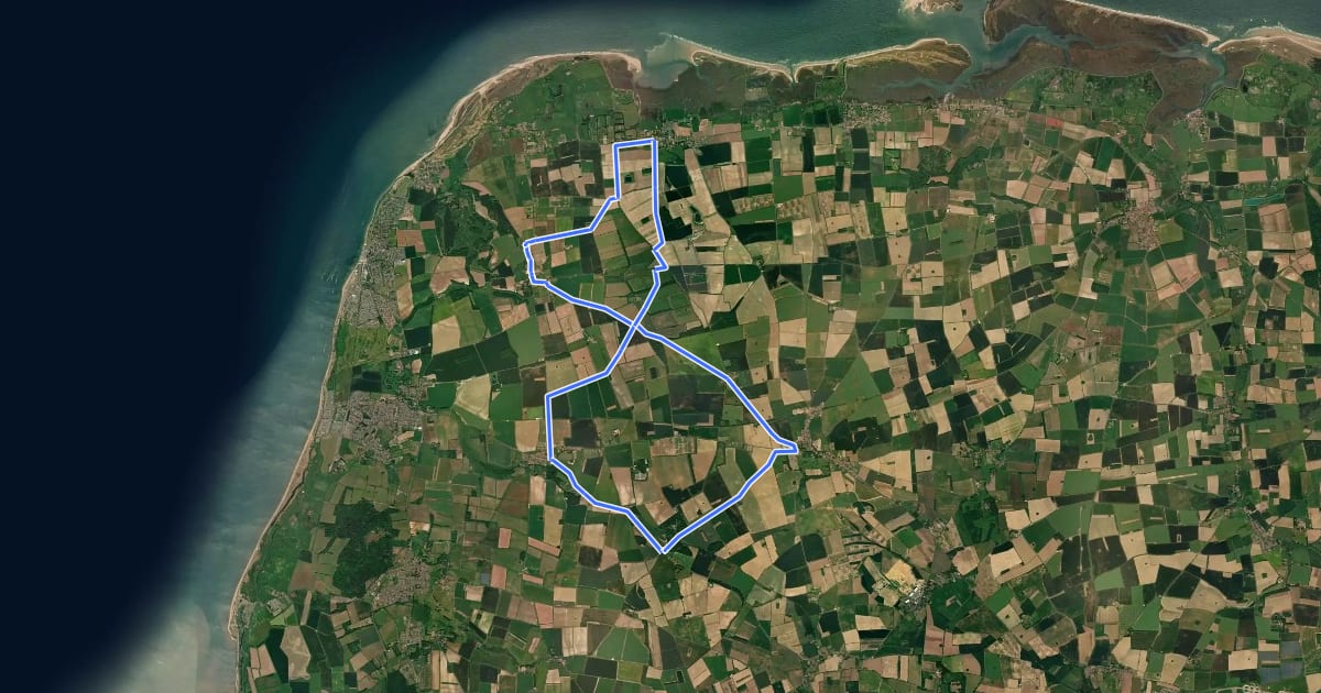 Маршрут Ringstead Cycle Route на спутниковом снимке