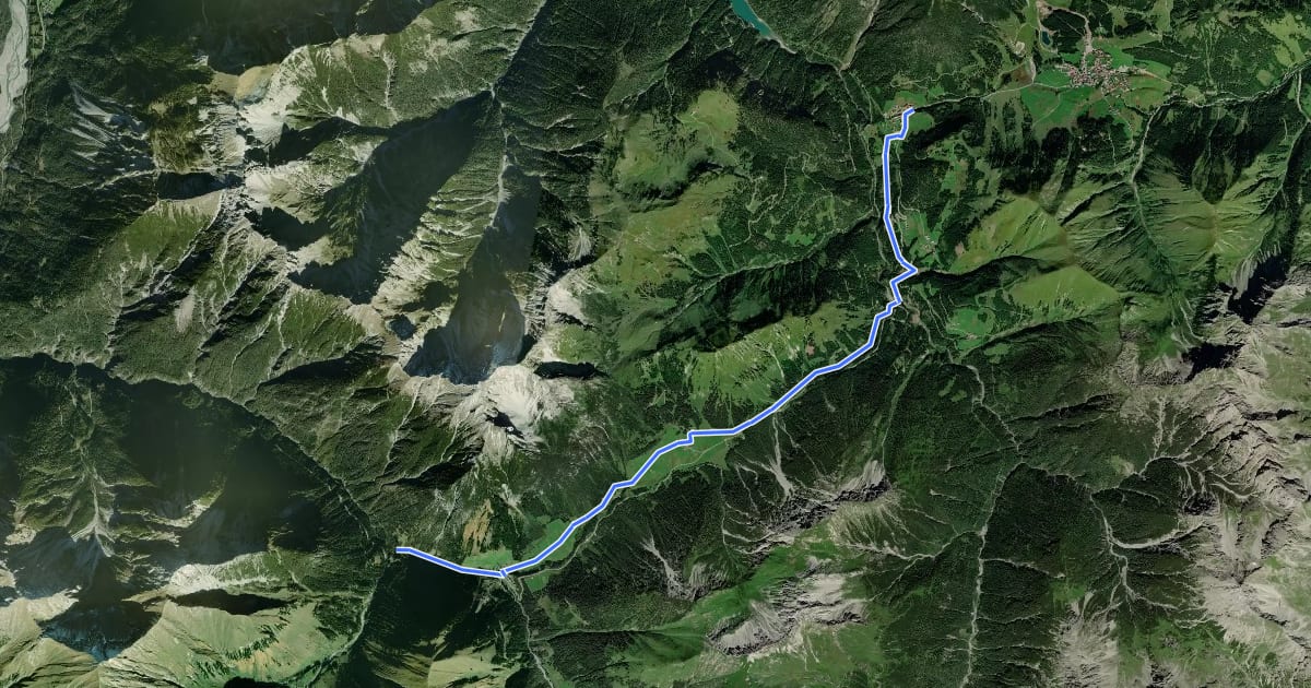 Маршрут Rinnen - Namlos Hängebrücke на спутниковом снимке