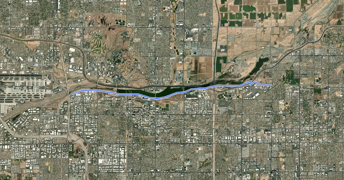 Маршрут Rio Salado Pathway на спутниковом снимке