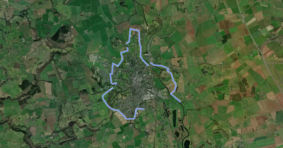 Маршрут Ripon Sanctuary Way на спутниковом снимке