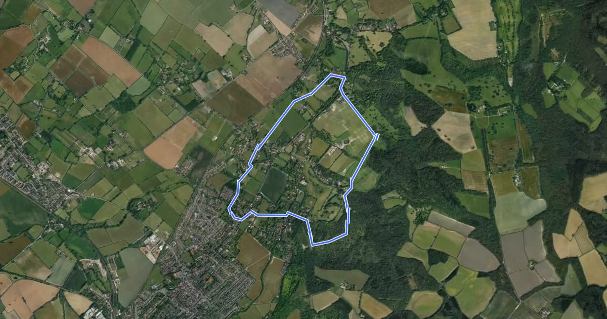 Маршрут Risborough Red Route на спутниковом снимке