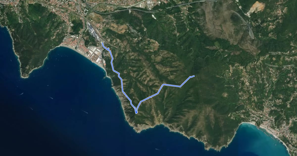 Маршрут Riva Trigoso - Costa di Punta Baffe - Monte Moneglia на спутниковом снимке