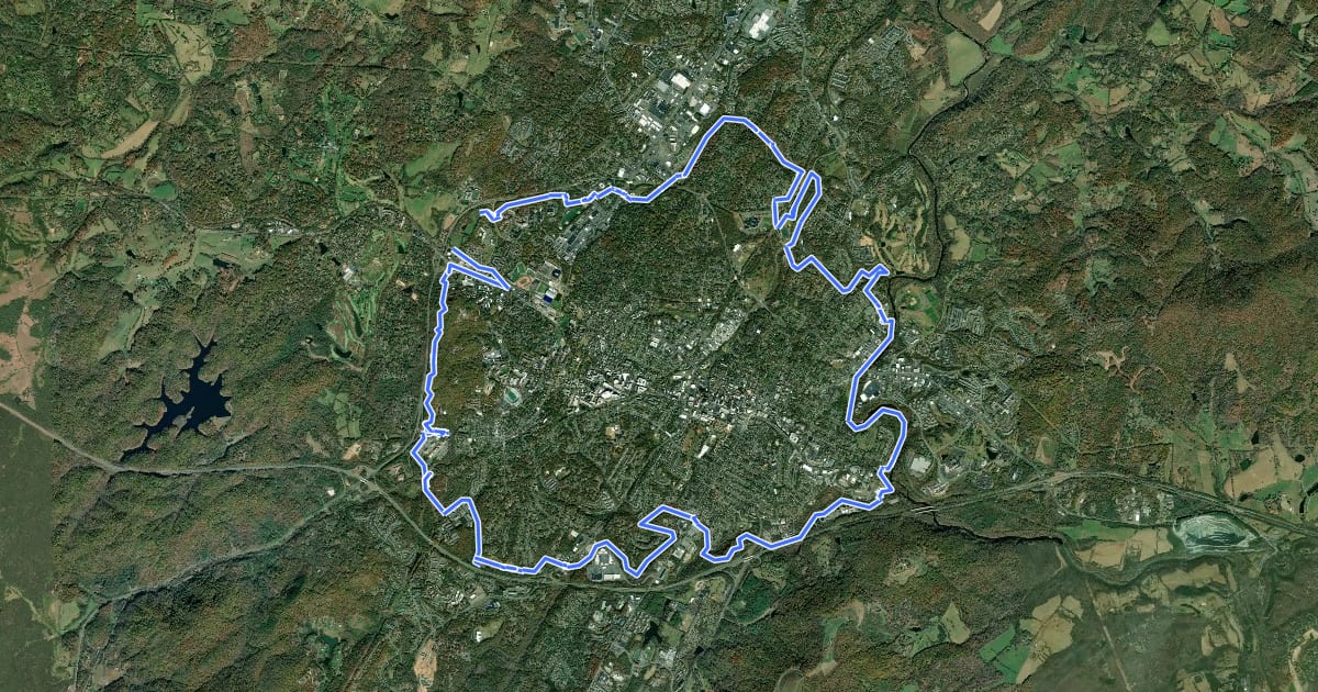 Маршрут Rivanna Trail Loop на спутниковом снимке