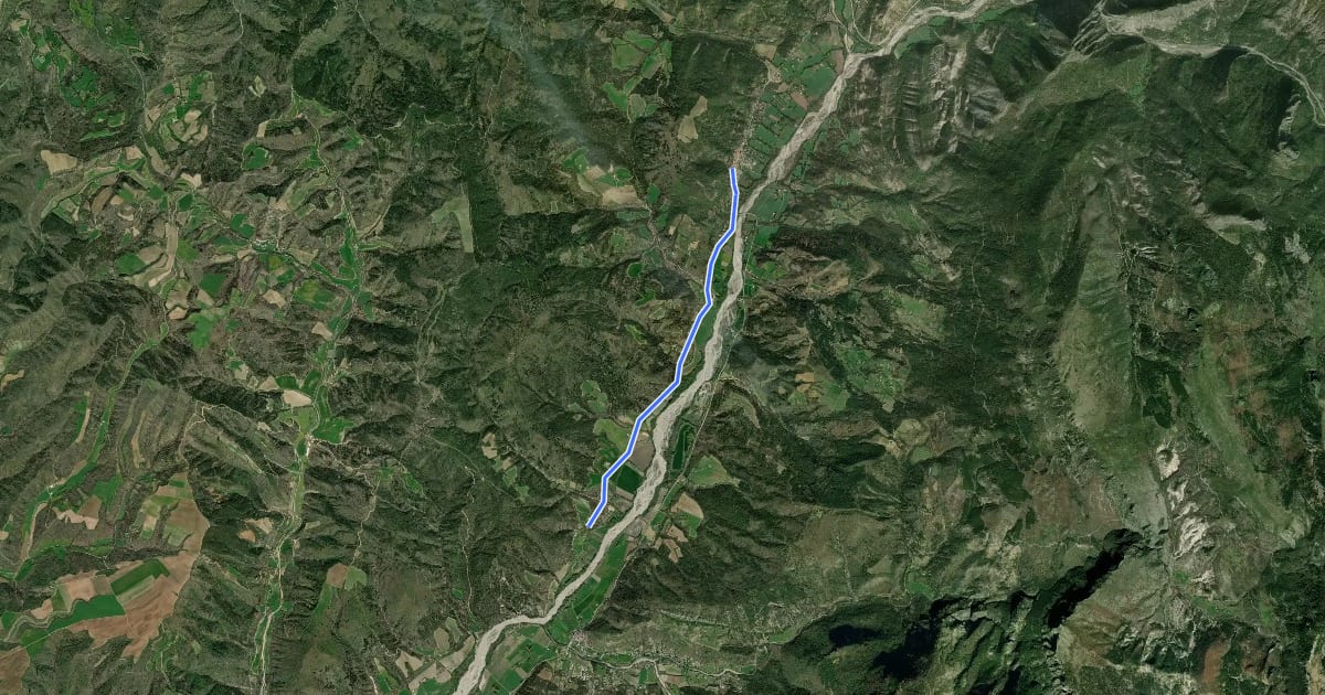 Маршрут Rive de l'Asse depuis Mézel на спутниковом снимке