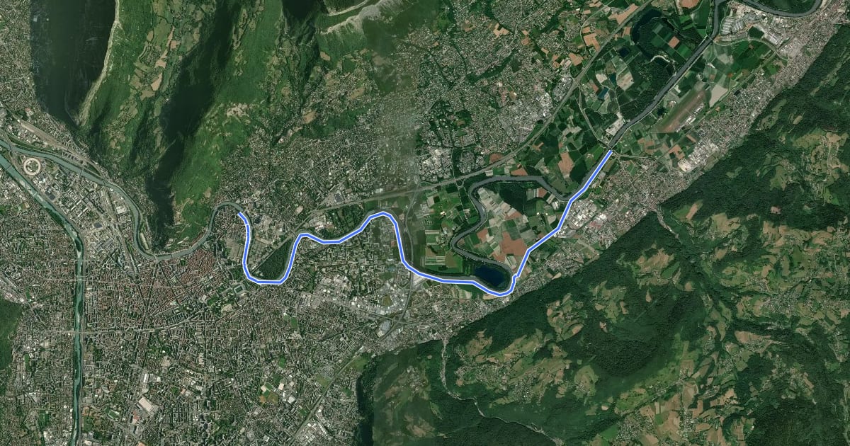 Маршрут Rive Gauche de l'Isère, amont de Grenoble на спутниковом снимке