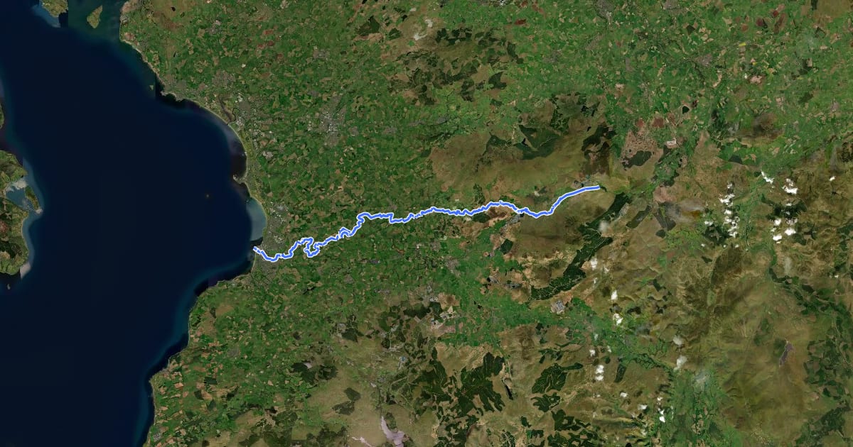 Маршрут River Ayr Way на спутниковом снимке
