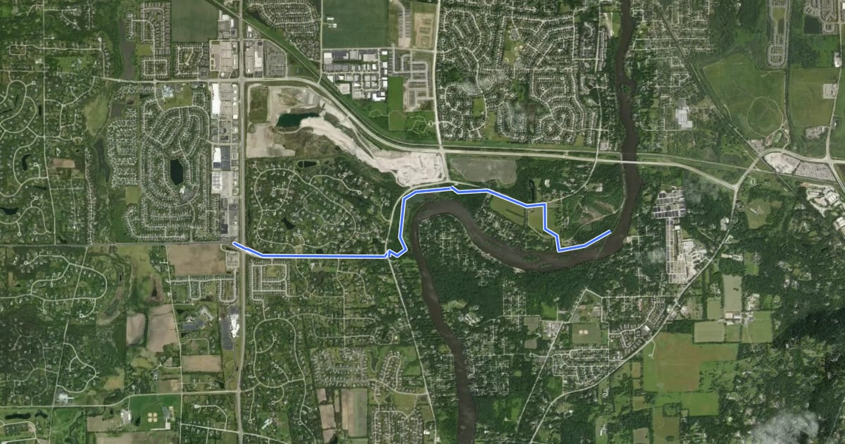 Маршрут River Bend Trail на спутниковом снимке