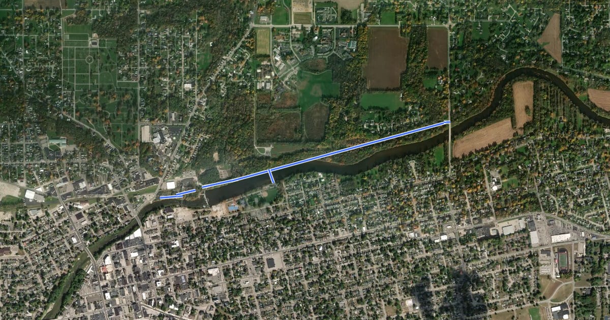 Маршрут River Bluff Trail на спутниковом снимке