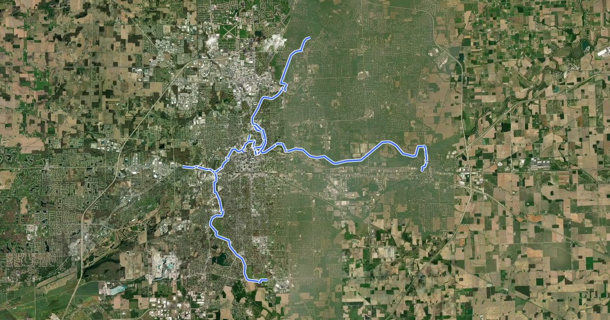 Маршрут River Greenway на спутниковом снимке