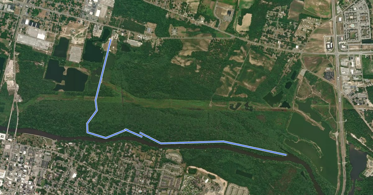 Маршрут River Park North Trail на спутниковом снимке