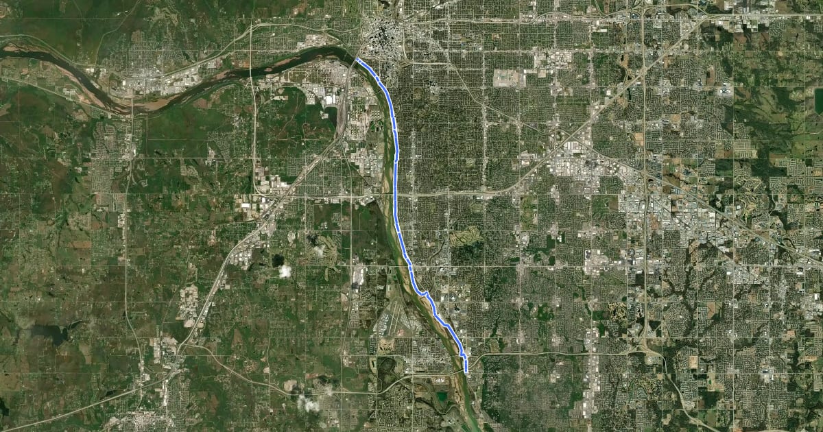 Маршрут River Parks East Bank Trail на спутниковом снимке