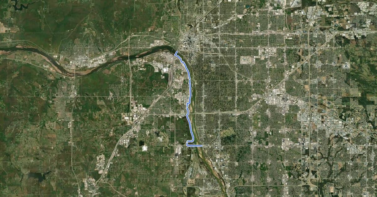 Маршрут River Parks West Bank Trail на спутниковом снимке
