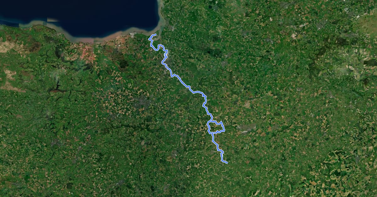 Маршрут River Parrett Trail на спутниковом снимке