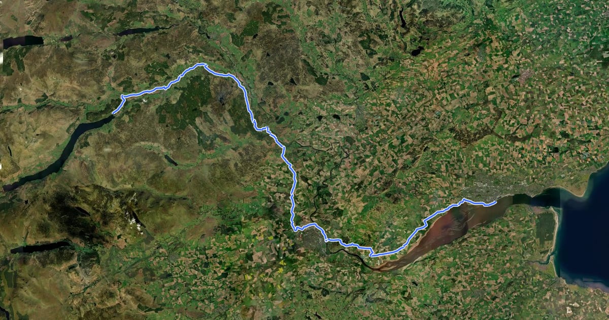 Маршрут River Tay Way Cycle Route на спутниковом снимке