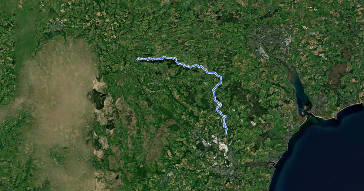 Маршрут River Teign Walk на спутниковом снимке