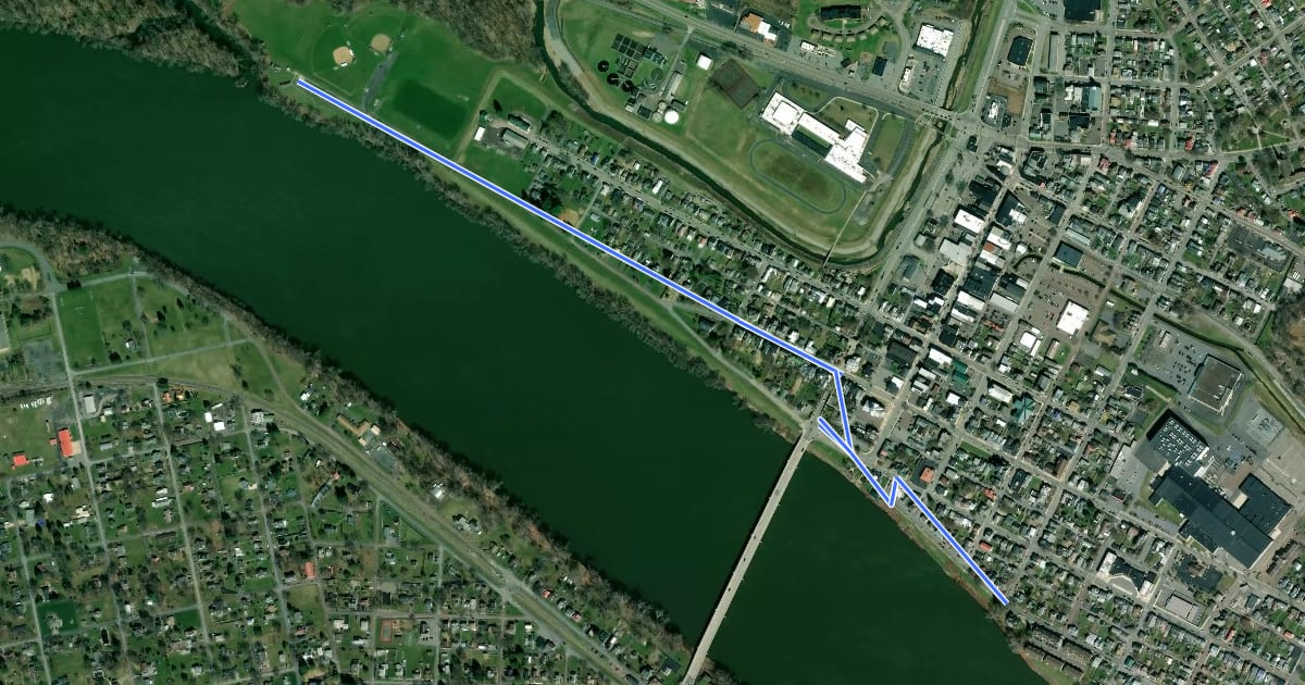 Маршрут Riverfront Trail на спутниковом снимке