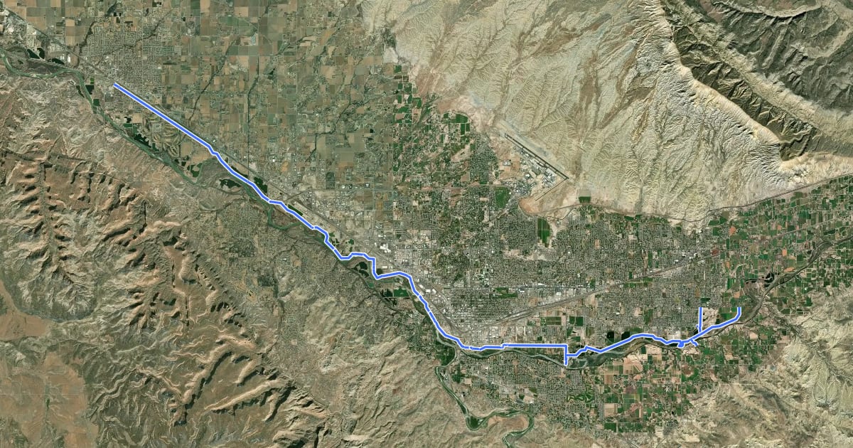 Маршрут Riverfront Trail на спутниковом снимке
