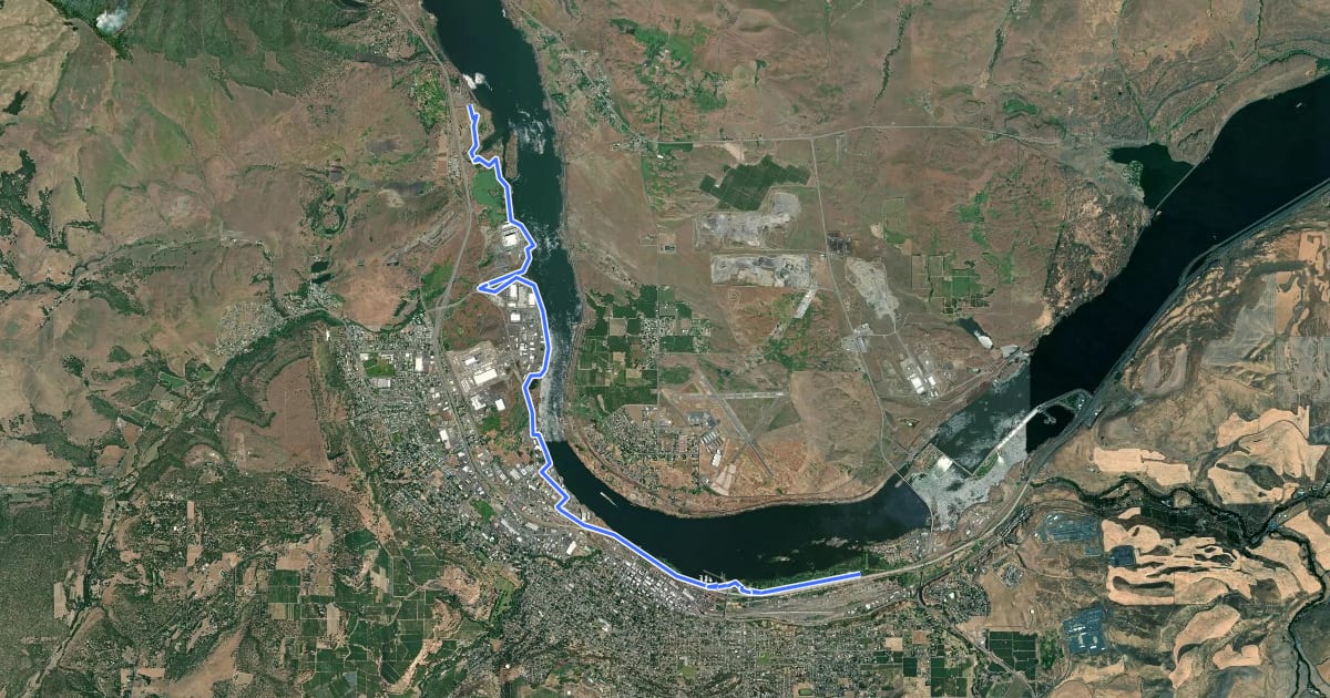 Маршрут Riverfront Trail на спутниковом снимке