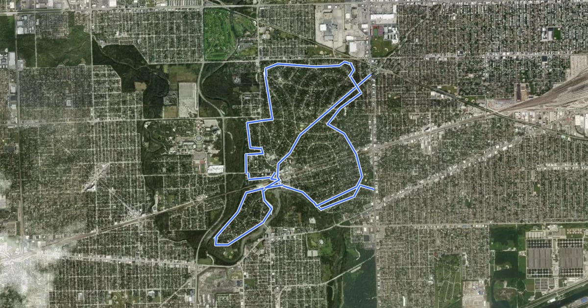 Маршрут Riverside Ring Route на спутниковом снимке