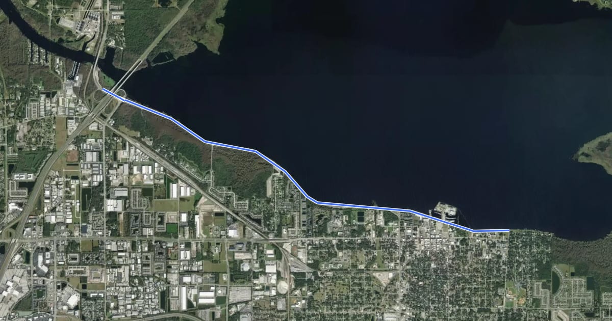 Маршрут Riverwalk Trail на спутниковом снимке