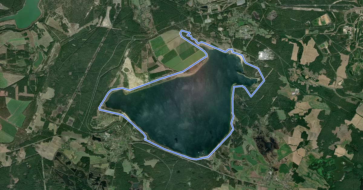 Маршрут RK 1 Bärwalder See на спутниковом снимке
