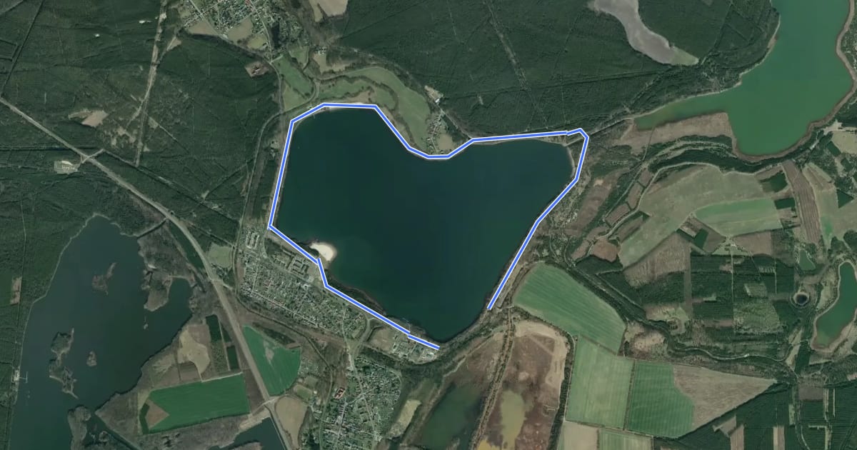 Маршрут RK 2 Dreiweiberner See на спутниковом снимке