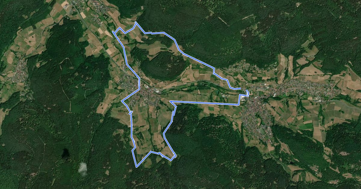 Маршрут Roßbacher Biebertal-Fährte (Spessartfährten ) на спутниковом снимке