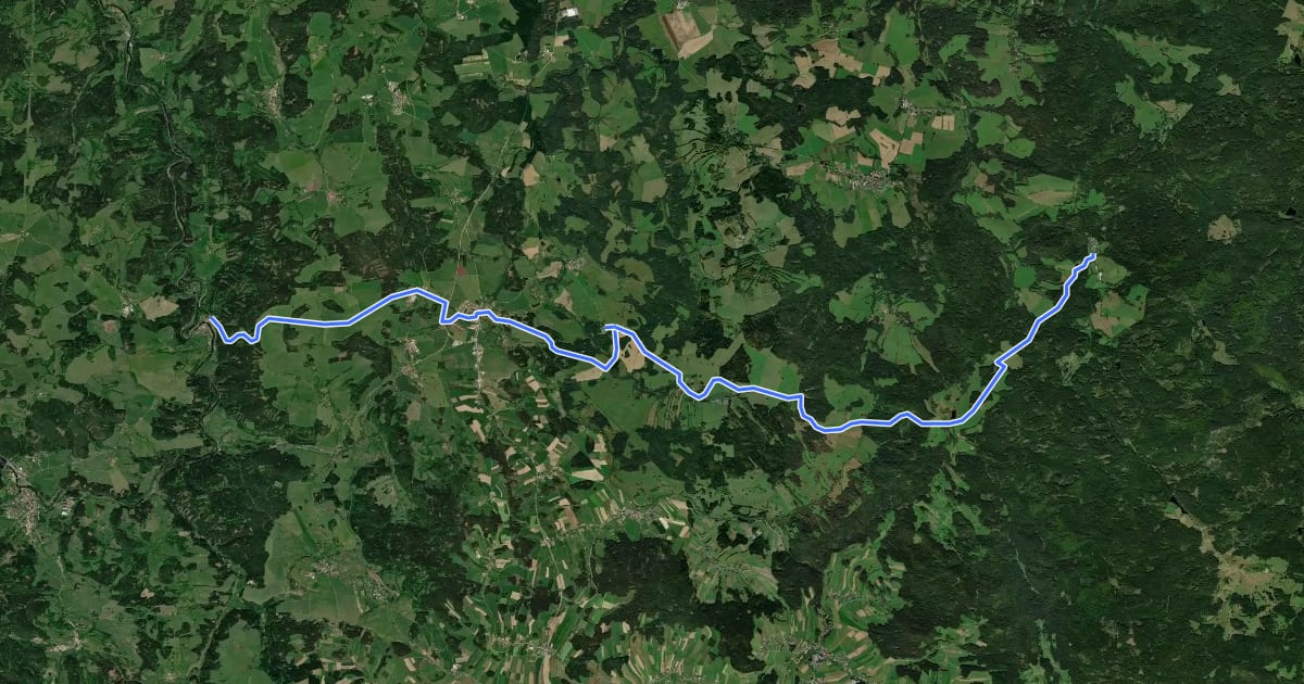 Маршрут [Č] Rožmberk nad Vltavou - Pohorská ves на спутниковом снимке