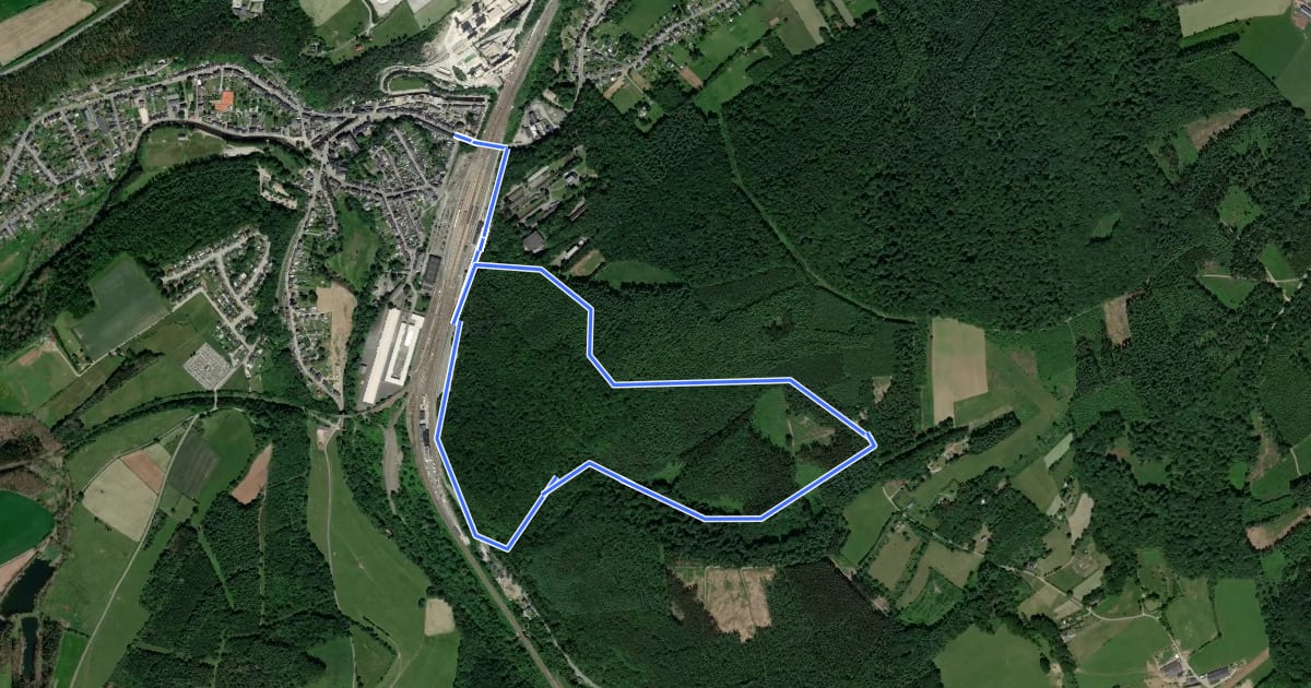 Маршрут RO34 La Montée aux Bois на спутниковом снимке