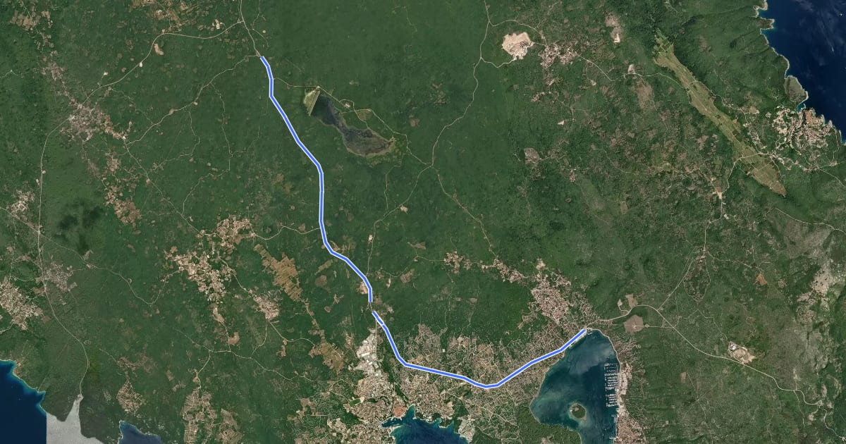 Маршрут ROAD 52 на спутниковом снимке